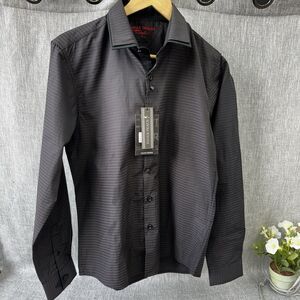 NWT Caviar Dremes Mens Shirt Slim Fit Geometric MSRP 128$ double collar S button